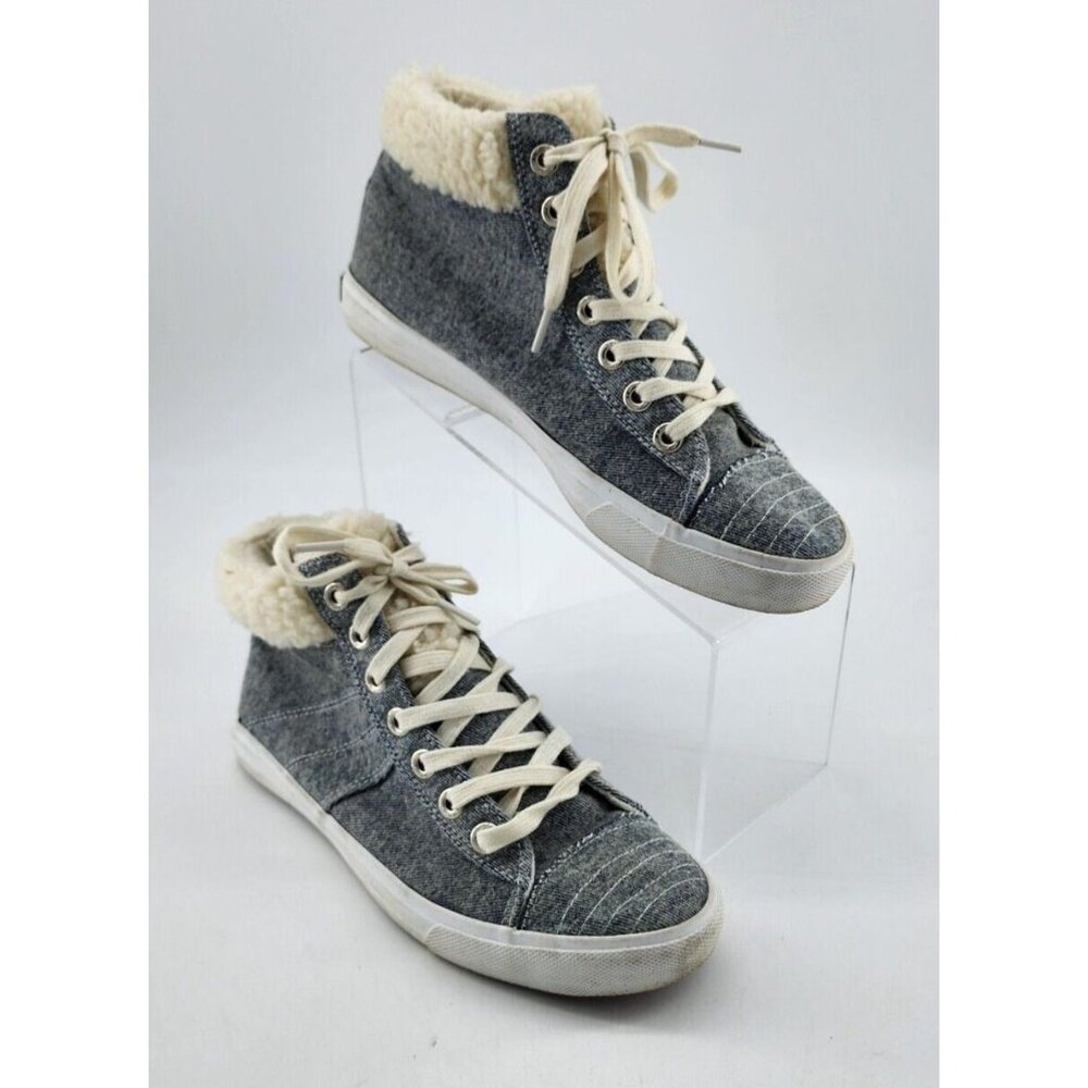 Tommy Bahama Women's‎ Gray Denim Sherpa Shearling Lined High Top Sneaker Shoes 8